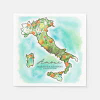 Mer d'Italie | Amore Watercolor Map Mariage