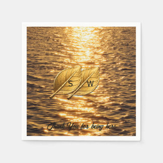 Serviette En Papier Mer d'Or et Feuille Mariage sur mesure