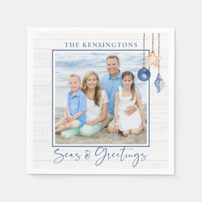 Serviette En Papier Mer et salutations Nautique Coquillage Bois Photo (Devant)