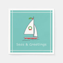 Mer et salutations Nautique Vacances Napkin Seafoa