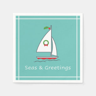 Serviette En Papier Mer et salutations Nautique Vacances Napkin Seafoa
