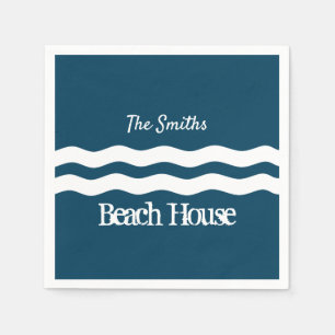 Serviette En Papier Mer minimaliste Vagues Côtière Nautique