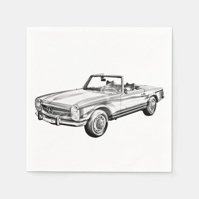 Serviette En Papier Mercedes Benz 280 SL Illustration convertible (Devant)