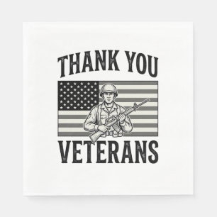 Serviette En Papier Merci aux vétérans Vintage Flag Soldat Chemise Des