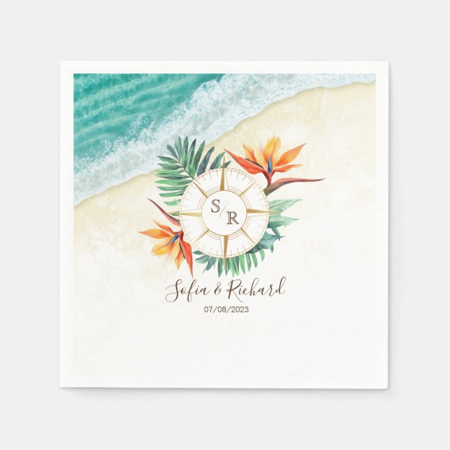 Serviette En Papier Merci Compass mariage Destination Passport (Devant)