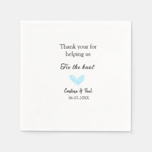 Serviette En Papier merci cravate le noeud bleu coeur mariage rustique