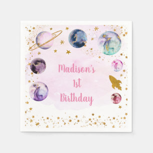 Serviette En Papier Merci d'anniversaire Galaxy Pink Gold