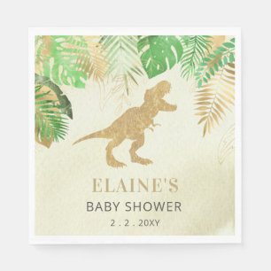 Serviette En Papier Merci de Baby shower de dinosaure d'or