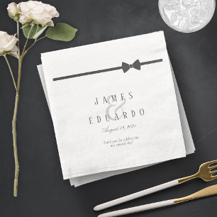 Serviette En Papier Merci de Mariage de Cravate noir sur mesure ID1090