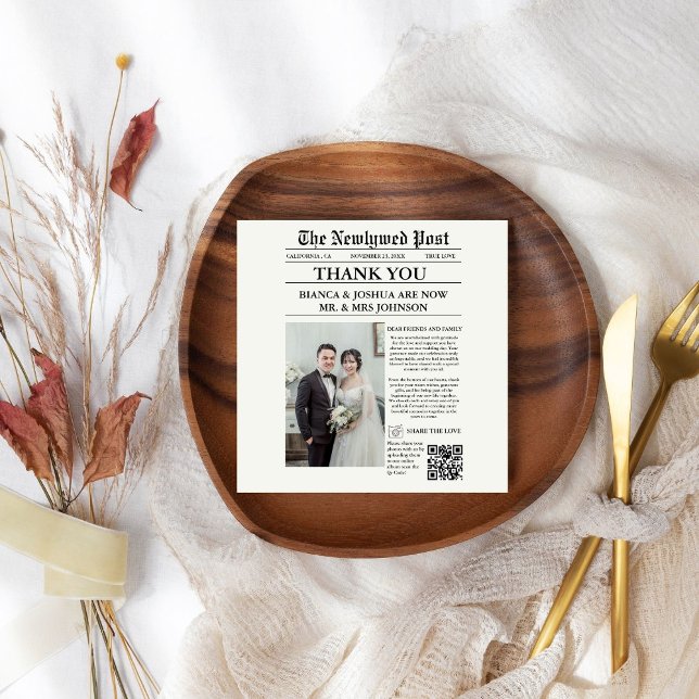 Serviette En Papier Merci de Mariage photo unique du journal (Créateur téléchargé)