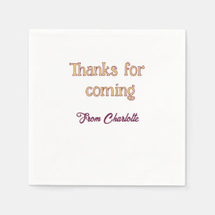 Serviette En Papier merci d'être venu nom à ajouter message texte oran
