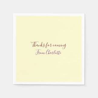 Serviette En Papier merci d'être venu nom du texte message jaune pas
