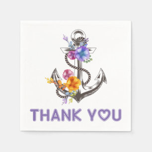 Serviette En Papier Merci Fleur Anchor Naval Fête Fleurs