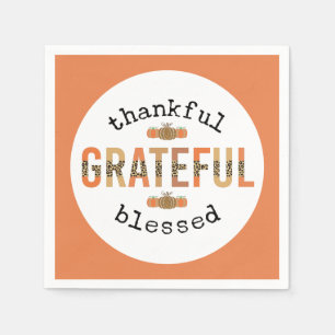 Serviette En Papier Merci Grateful Blessé mignon automne Thanksgiving