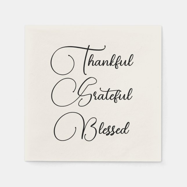 Serviette En Papier Merci Grateful Blessé script Thanksgiving (Devant)