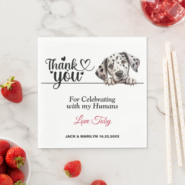 Serviette En Papier Merci Mariage dalmate (En situation)