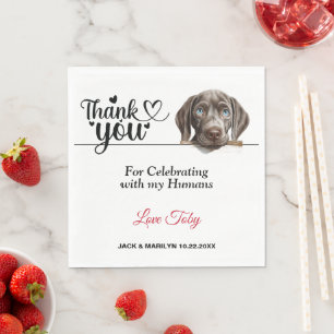 Serviette En Papier Merci Mariage de chien Weimaraner