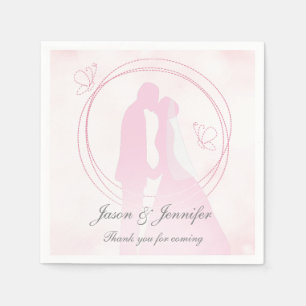 Serviette En Papier Merci personnalisé Romantique rose Mariage Couple