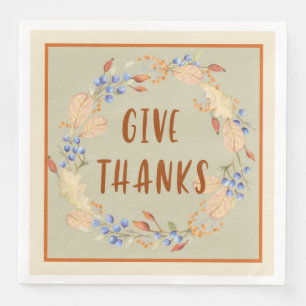Serviette En Papier Merci, Serviettes de couronnes Thanksgiving
