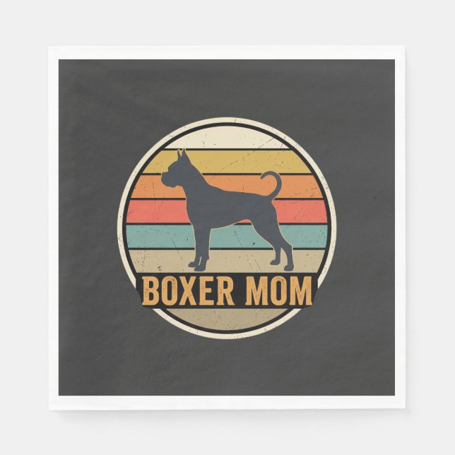 Serviette En Papier Mère Boxer Rétro Coucher de Soleil Chien (Devant)