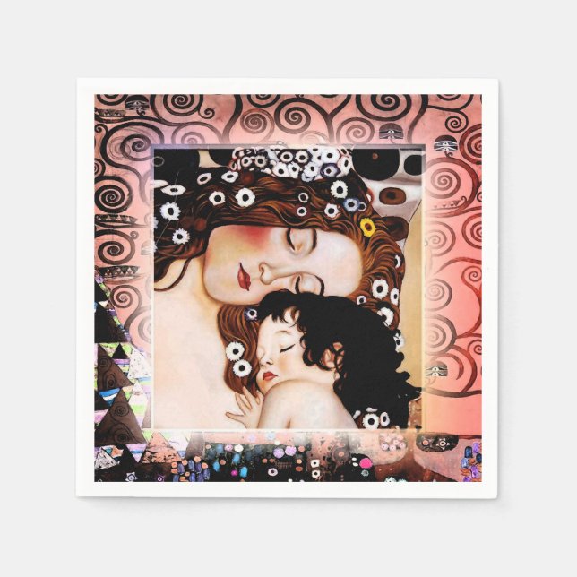 Serviette En Papier Mère et enfant par Gustav Klimt Collage (Devant)
