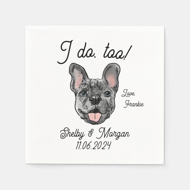 Serviette En Papier Merle French Bulldog Mariage Cocktail Napkin (Devant)
