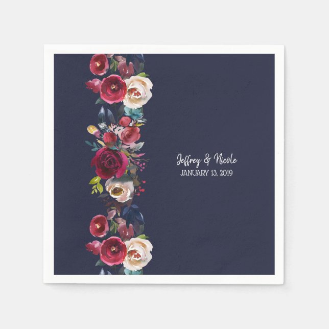 Serviette En Papier Merlot Merlot de la Marine Burgundy Dîner de récep (Devant)