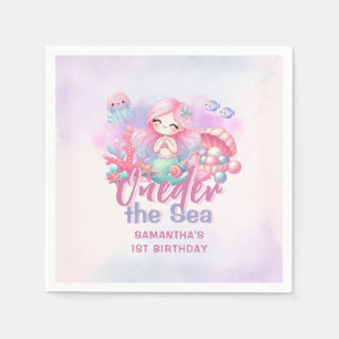 Serviette En Papier Mermaid 1er Anniversaire Fête ONE der The Sea