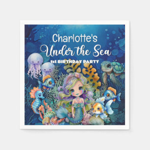 Serviette En Papier Mermaid 1er fête d'anniversaire