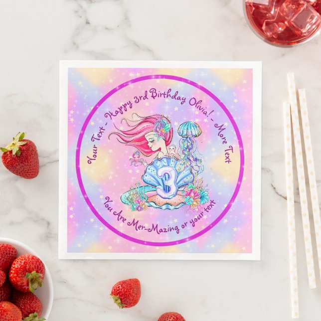 Serviette En Papier Mermaid 3e anniversaire Modifier Modifier Modifier (En situation)