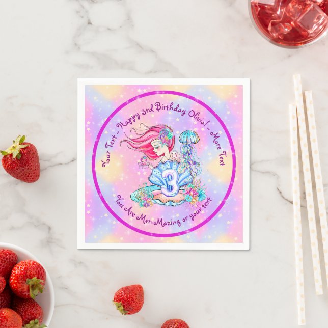 Serviette En Papier Mermaid 3e anniversaire Modifier Modifier Modifier (En situation)