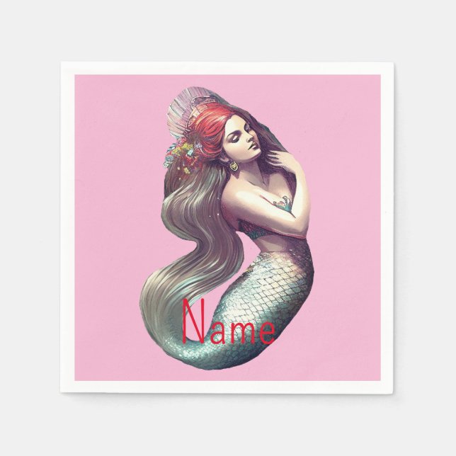 Serviette En Papier Mermaid Beauté de Redhead Thunder_Cove (Devant)