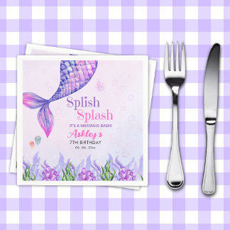 Serviette En Papier Mermaid Birthday Party Napkins for Girls