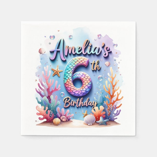 Serviette En Papier Mermaid Birthday Party – Under the Sea Party  (Devant)