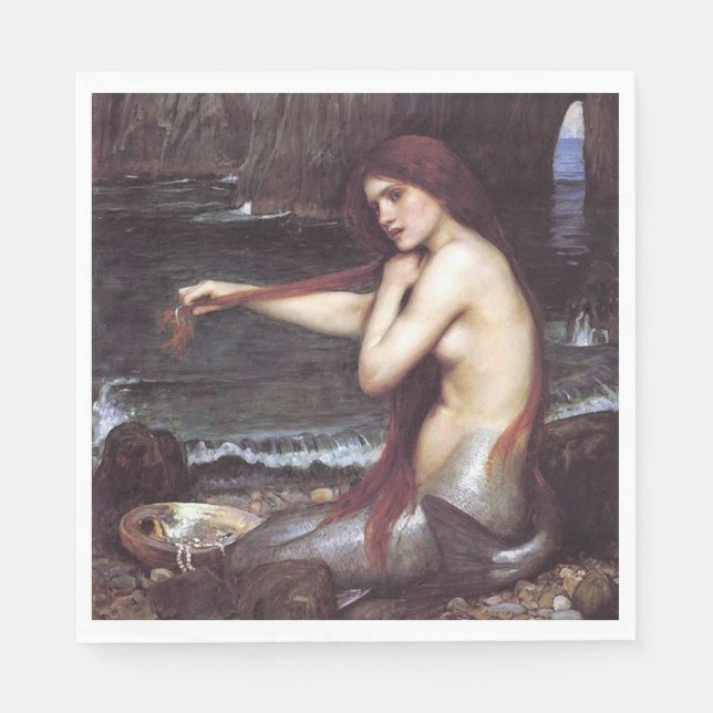 Serviette En Papier Mermaid by J W Waterhouse, 1901 (Devant)