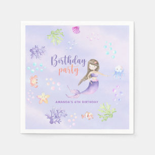 Serviette En Papier Mermaid Girl 6e fête d'anniversaire