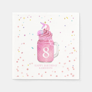 Serviette En Papier Mermaid Mason Jar Milkshake Girls Pink Anniversair