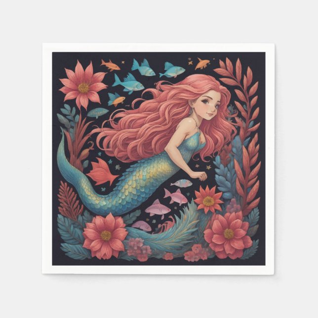 Serviette En Papier Mermaid Océan sombre (Devant)