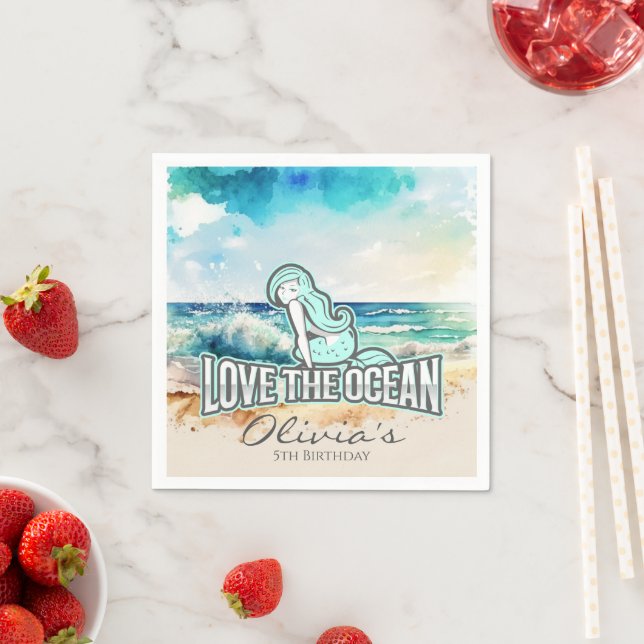 Serviette En Papier Mermaid Party Love Ocean (En situation)