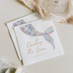 Serviette En Papier Mermaid Queue 1er anniversaire