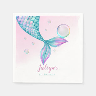 Serviette En Papier Mermaid Queue avec bulles Anniversaire