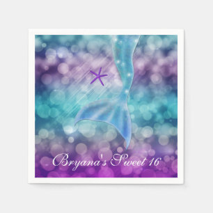 Serviette En Papier Mermaid Queue Sous La Mer Anniversaire Serviettes