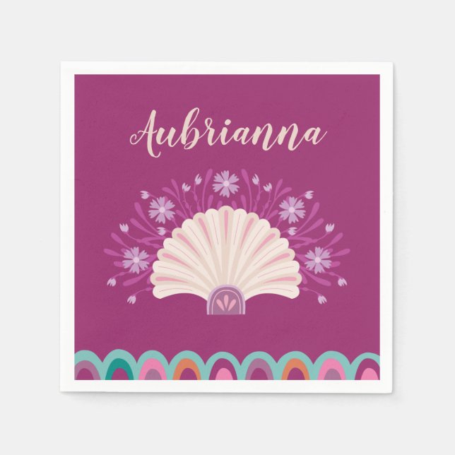 Serviette En Papier Mermaid Seashell Girl fête d'anniversaire Napkin (Devant)