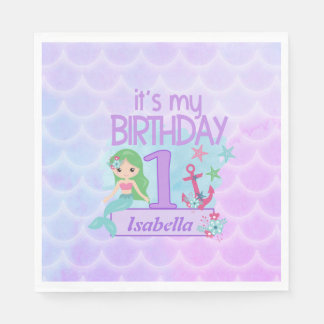 Serviette En Papier Mermaid thème anniversaire Papier serviettes