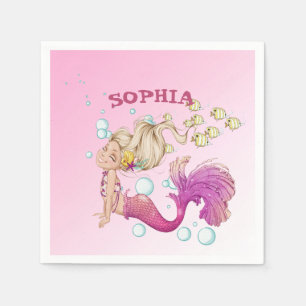 Serviette En Papier Mermaid Thème Cute Pink Napkins