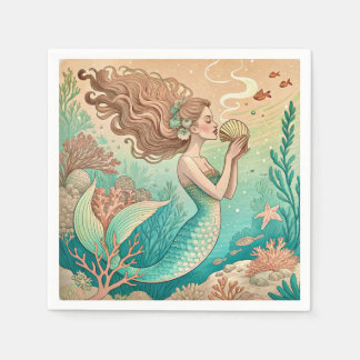 Serviette En Papier Mermaid thème fête serviettes personnalisées