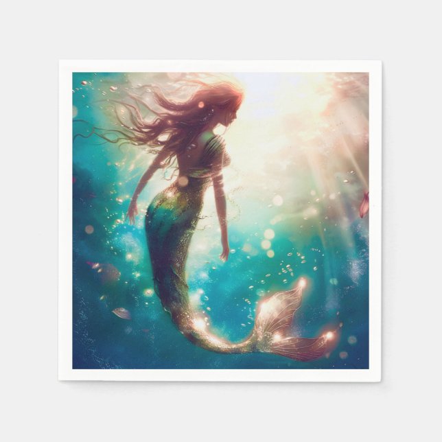 Serviette En Papier Mermaid thème fête serviettes personnalisées (Devant)