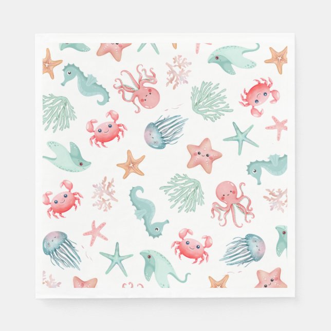 Serviette En Papier Mermaid Under The Sea Girl Birthday Party (Devant)