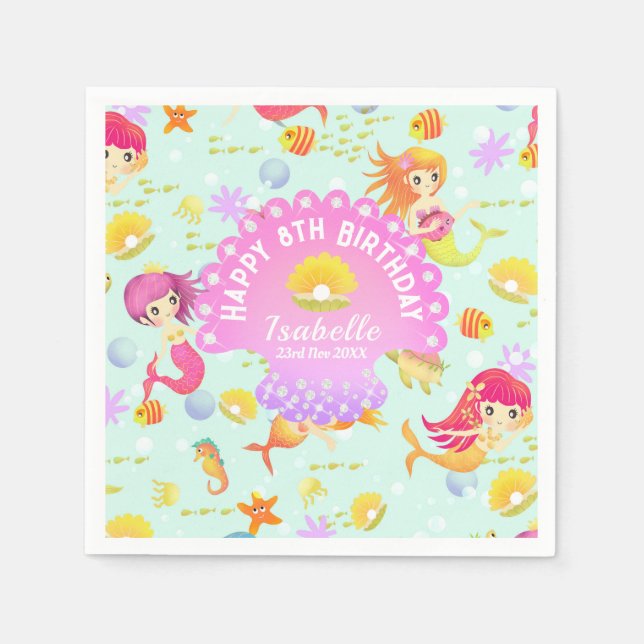 Serviette En Papier Mermaids bleu (Devant)