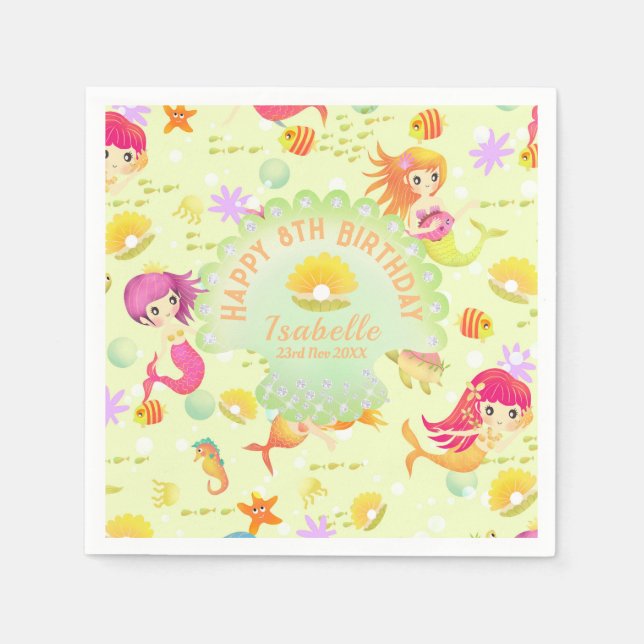 Serviette En Papier Mermaids Citron Vert (Devant)